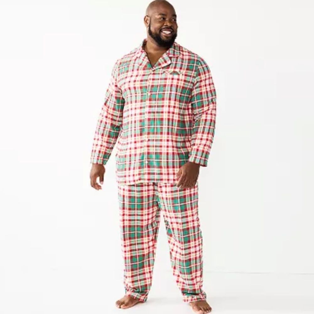 NWT Mens Plaid flannel Holiday Pajamas Sz 4 XB